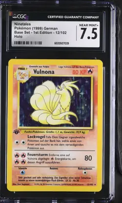 CGC 7.5 Ninetales 1999 GERMAN Base Set 1st Edition 12/102 Holo Pokemon Card - Image 1