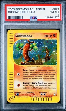 2003 Pokemon Aquapolis #H24/H32 Sudowoodo Holo “Swirl” NM-MT PSA 8 !! - Image 1
