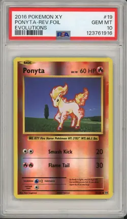 2016 Pokemon XY Evolutions Ponyta Reverse Foil Holo #19 PSA 10 - Image 1