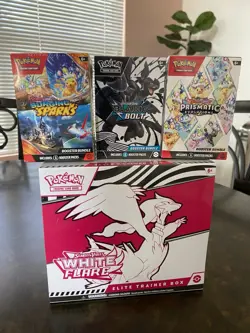 Pokemon Lot White Flare ETB Prismatic Evolutions Black Bolt Surging Sparks NEW - Image 1