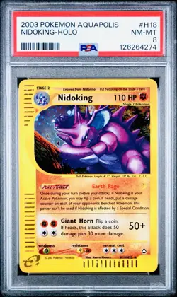 2003 Pokemon Aquapolis #H18 Nidoking Holo Rare NM-MT PSA 8 !! - Image 1