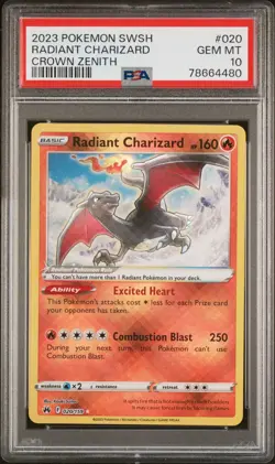 PSA 10 Radiant Charizard 020 Holo 2023 Pokemon SwSh Crown Zenith GEM MINT - Image 1