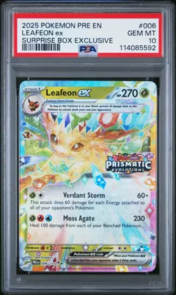 2025 POKEMON PRE EN-PRISMATIC EVOLUTIONS #006 LEAFEON EX PSA 10 - Image 1