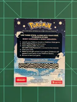 Pokemon Scarlet And Violet Serial Codes Shiny Koraidon or Miraidon UNSCRATCHED! - Image 2