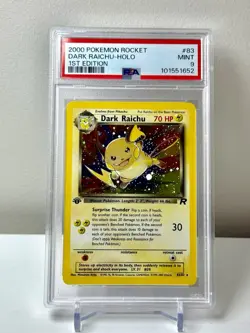 2000 POKEMON ROCKET 1ST EDITION #83 DARK RAICHU-HOLO PSA 9 - Image 1