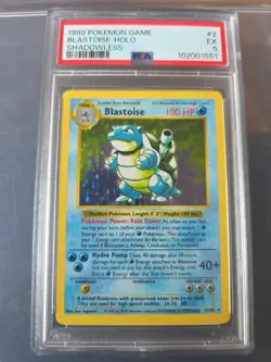 1999 POKEMON BASE SET SHADOWLESS #2/102 BLASTOISE-HOLO PSA 5 - Image 1