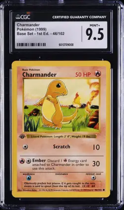 1999 POKEMON BASE SET 1ST EDITION CHARMANDER CGC 9.5 - Image 1