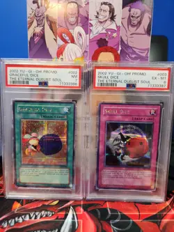 Yu-Gi-Oh! Graceful Dice & Skull Dice Secret Rare Promo PSA 7 & PSA 6 - Image 1