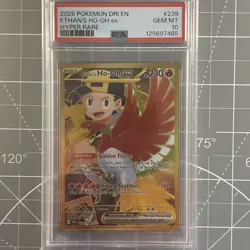 Ethan's Ho-oh ex PSA 10 English Pokemon Card 239 Destined Rivals Gold 2025 - Image 2