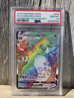 PSA 10 GEM MINT - Pokemon Charizard VMAX 074/073 Secret Rare 2020 Champions Path - Image 1