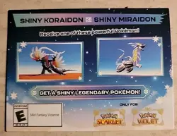 Pokemon Scarlet & Violet Shiny Koraidon / Miraidon Redeem Code UNSCRATCHED - Image 1