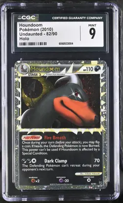 CGC 9 MINT Houndoom Prime 2010 Undaunted 82/90 Holo Pokemon Card - Image 1
