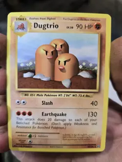 Dugtrio Pokemon Card LV.36 90 HP Slash Earthquake ルヒーサファイア 2003 - Image 1