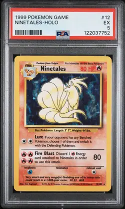 1999 POKEMON GAME #12 NINETALES-HOLO PSA 5 - Image 1