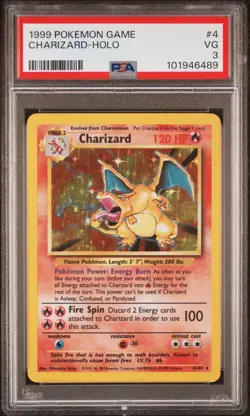 1999 Pokemon Game Charizard Holo #4 PSA 3 Wotc Vintage - Image 1
