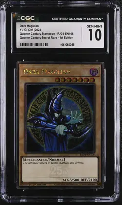 Yugioh CGC 10 Dark Magician RA04-EN106 Quarter Century Secret Rare QCR 9th - Image 1