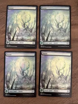 MTG ONE Forest FOIL 266/271 L Full Art x4 Playset Magic 4 Card Lot - Image 1