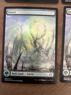 MTG ONE Forest FOIL 266/271 L Full Art x4 Playset Magic 4 Card Lot - Image 2