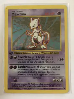 Mewtwo 1999 First Edition Shadowless Base Set 1st Edition Pokemon Card 10/102 - Image 1