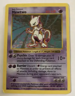 Mewtwo 1999 First Edition Shadowless Base Set 1st Edition Pokemon Card 10/102 - Image 3