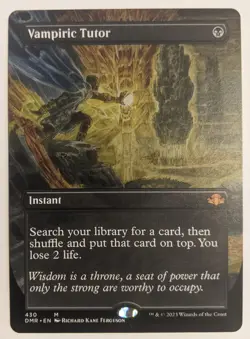 MTG English Magic Card NM BORDERLESS VAMPIRIC TUTOR from Dominaria Remastered - Image 1