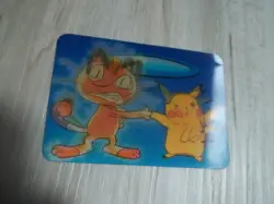 1998 Lenicular Pokemon Card Pikachu Meowth Pioneer Viz Video Promo PIKA-0032D - Image 1