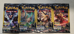 POKEMON SUN & MOON ULTRA PRISM 3 CARD BOOSTER PACK ART SET (4) NEW PACKS - Image 3