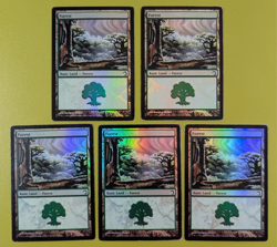 5 FOIL Forest (41) Premium Deck Series: Slivers MTG Magic the Gathering 5 - Image 1