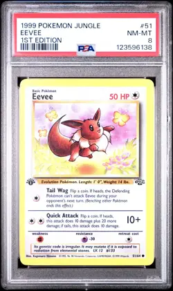 PSA 8 NM/MT 1999 POKEMON JUNGLE #51 EEVEE 1ST EDITION ENGLISH - Image 1