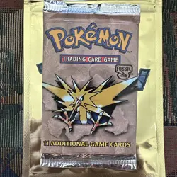 Pokemon Fossil Booster Pack FACTORY SEALED Zapdos Cover Art - Heavy 22g - Image 2