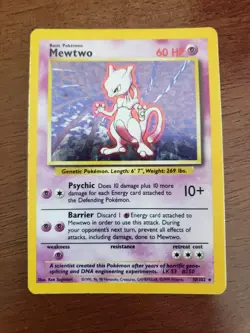 Mewtwo 10/102 Pokemon TCG 1999 Base Set Holo Damaged - Image 1