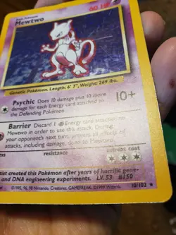 Mewtwo 10/102 Pokemon TCG 1999 Base Set Holo Damaged - Image 3