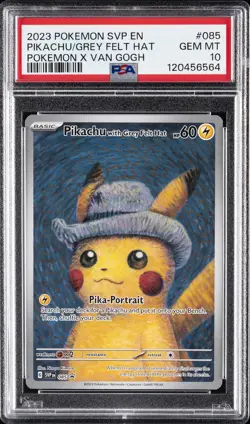 2023 POKEMON SVP EN-SV BLACK STAR PROMO #085 PIKACHU WITH GREY FELT HAT PSA 10 - Image 1
