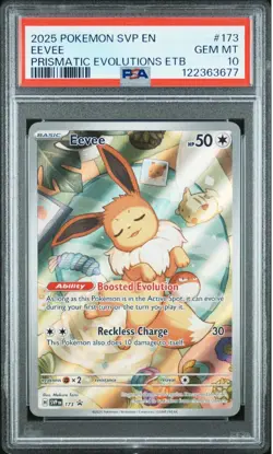 2025 Pokemon SVP EN #173 Eevee Prismatic Evolutions ETB Promo PSA 10 - Image 1