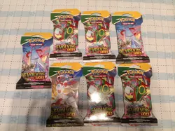 Pokemon TCG Sword & Shield Evolving Skies Booster Pack Sealed - LOT OF 7 Packs - Image 1