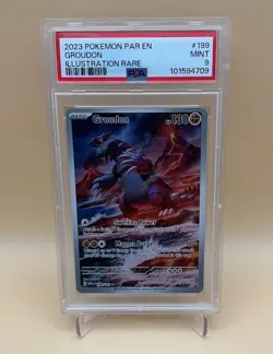2023 POKEMON PAR EN-PARADOX RIFT ILLUSTRATION RARE #199 GROUDON PSA 9 - Image 1