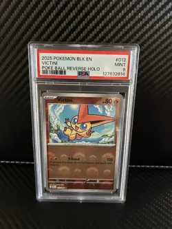PSA 9 VICTINI #012 BLACK BOLT POKE BALL REVERSE HOLO 2025 POKEMON ENGLISH!! - Image 1