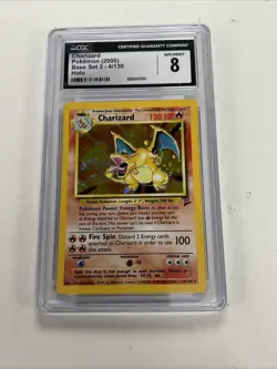 Charizard CGC 8 Pokemon WOTC 2000 Base Set 2 #4 Cosmos Holo & Partial Wing Swirl - Image 1