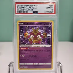 PSA 10 Gem Mint 2022 Pokemon Silver Tempest Radiant Alakazam 059 Radiant Rare - Image 1