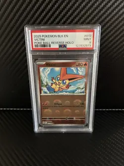 PSA 9 VICTINI #012 BLACK BOLT POKE BALL REVERSE HOLO 2025 POKEMON ENGLISH!! - Image 1