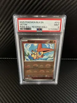 PSA 9 VICTINI #012 BLACK BOLT POKE BALL REVERSE HOLO 2025 POKEMON ENGLISH!! - Image 1