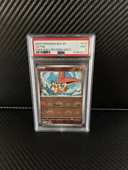 PSA 9 VICTINI #012 BLACK BOLT POKE BALL REVERSE HOLO 2025 POKEMON ENGLISH!! - Image 1
