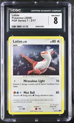 CGC 8 Latias 2008 POP Series 7 3/17 Holo Pokemon Card - Image 1