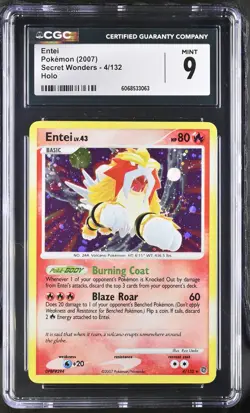 CGC 9 MINT Entei 2007 Secret Wonders 4/132 Holo Pokemon Card - Image 1