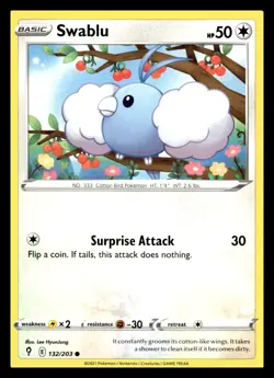 Swablu Common 132/203 SWSH07: Evolving Skies Pokemon Card - Image 1
