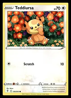 Teddiursa Common 126/203 SWSH07: Evolving Skies Pokemon Card - Image 1