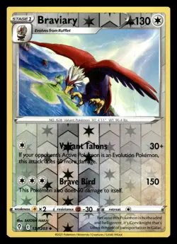 Braviary Reverse Holo Uncommon 137/203 SWSH07: Evolving Skies Pokemon Card - Image 1
