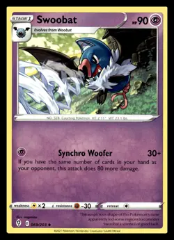 Swoobat Uncommon 069/203 SWSH07: Evolving Skies Pokemon Card - Image 1