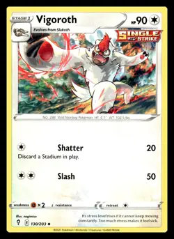 Vigoroth Uncommon 130/203 SWSH07: Evolving Skies Pokemon Card - Image 1