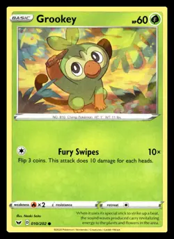 Grookey (010) Common 010/202 SWSH01: Sword & Shield Base Set Pokemon Card - Image 1